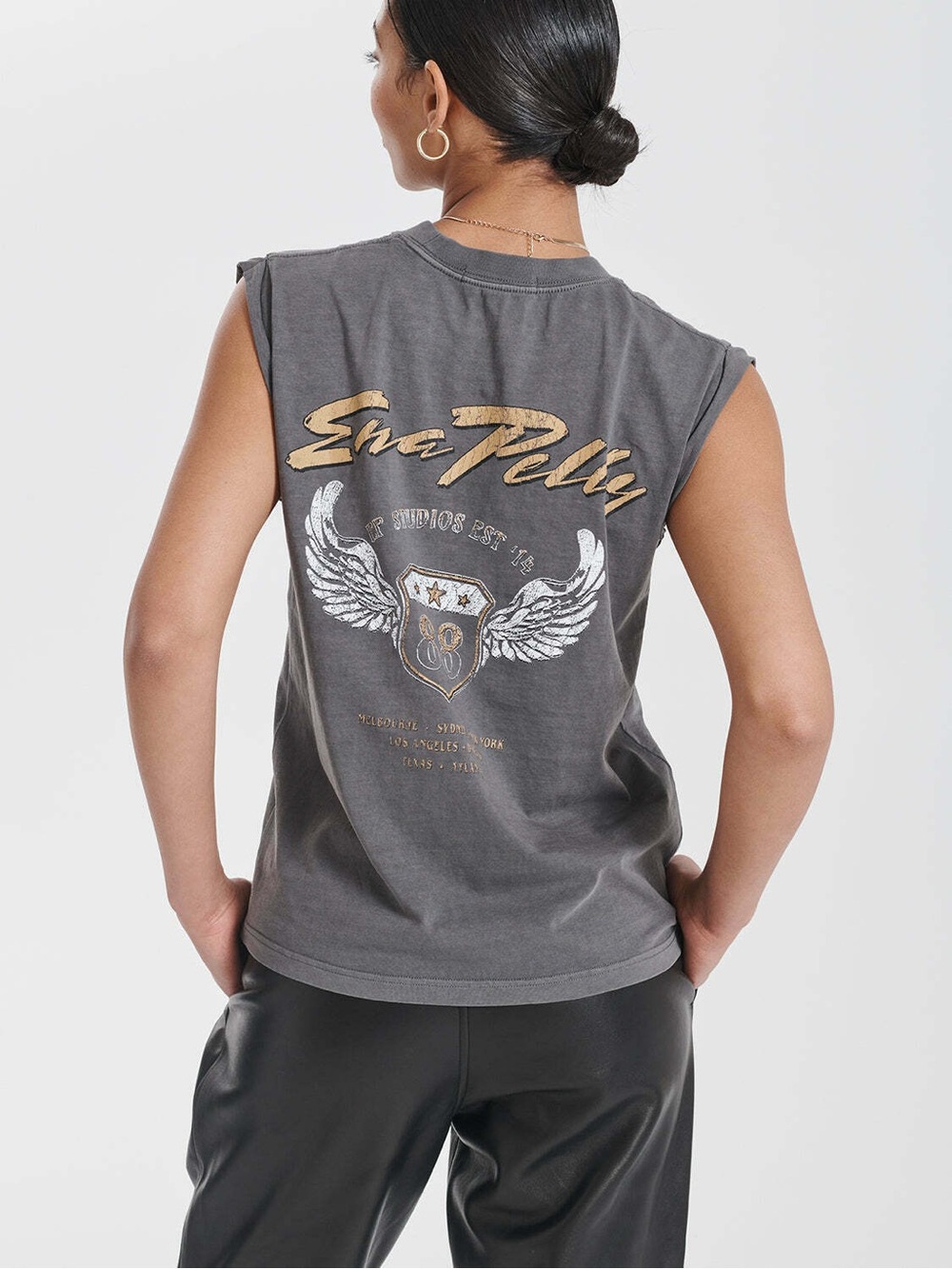 Ena Pelly Winged Shield Tank - Charcoal